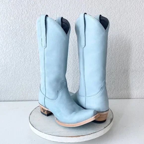 Lane EMMA JANE Womens Cowboy Boots 6.5 Western Light Blue Cowgirl Mid Calf Tall - Picture 11 of 11
